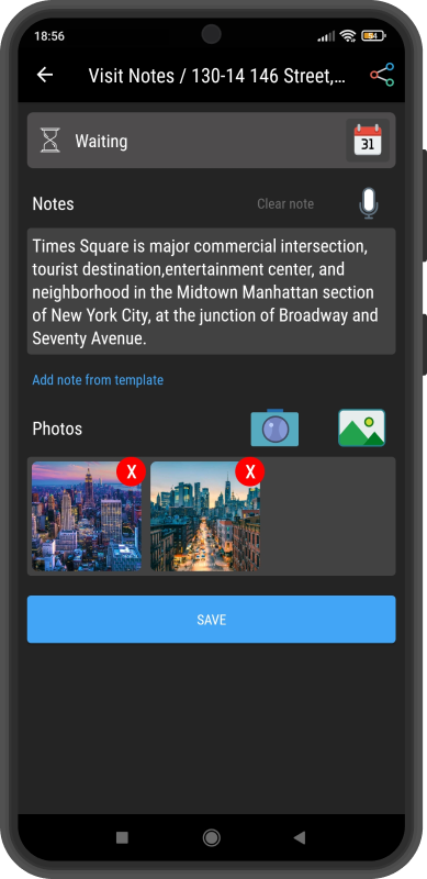 Share visit details and view past visit data.